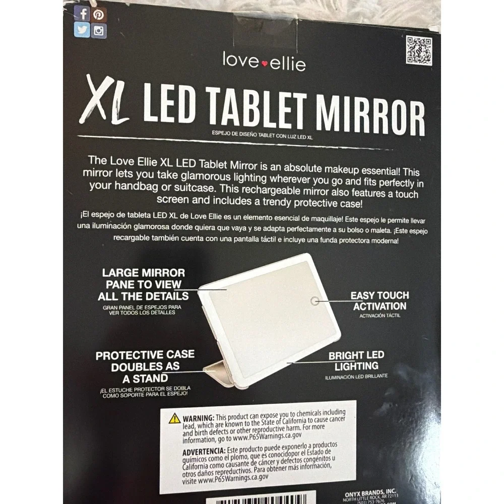Love Ellie XL LED Tablet Mirror Dimmable Touch Lighted Makeup Mirror with Case